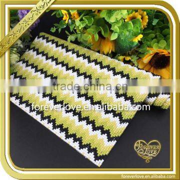 Yello hot fix plastic resin bead rhinestone mesh sheets FHRM-009