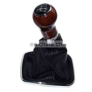 Wholesale Black 5-SPEED GEAR SHIFT KNOB Wooden GAITOR BOOT Fit For VW JETTA 98-04