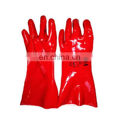 Anti Oil Keep Warm Cotton Liner Long Red PVC Gauntlet Gloves