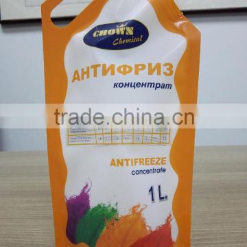 stand up spout plastic antifreeze liquid bag/liquid packaging bag with spout