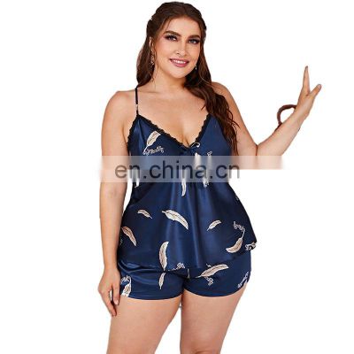 Ice silk pajamas women plus size suspender shorts silk sexy home clothing women's clothing sleepwear