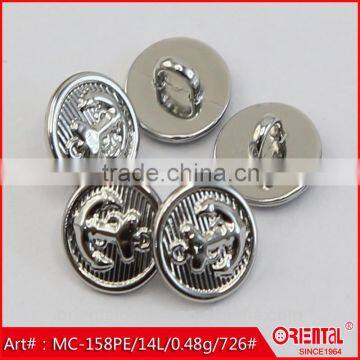 Anti-silver Anchor Logo Metal Shank Button photo-3