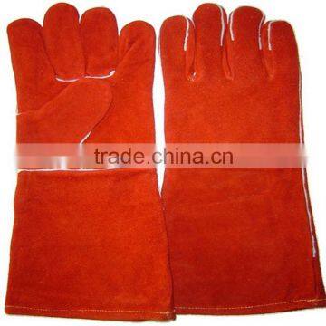 Red Industrial safety gloves leather welding gloves