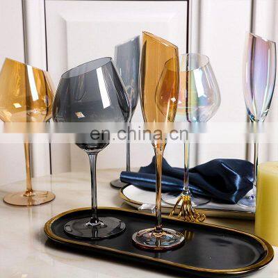 OEM Custom Tulip Bachelorette Bridal Party Branded Oblique Mouth Luxury Coloured Champagne Flute