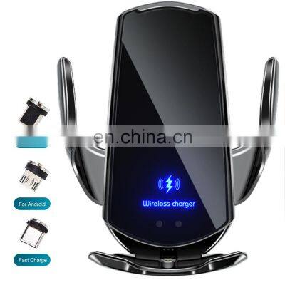 Q3 15W Automatic Clamping Smart Infrared Sensor Qi GPS Air Vent Mount Mobile Phone Bracket Stand Wireless Car Charger