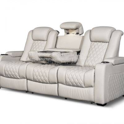 CHIHU Furniture Leather Power Electric Home Theater Movie Cinema Recliner Sofa Seating With Table Board and Cup Holder photo-2
