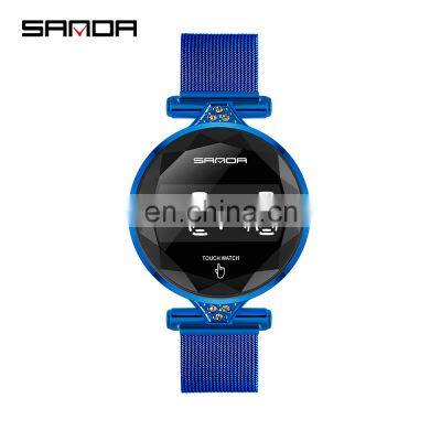 Sanda 8002 Functional Touch Screen Ladies Watches Waterproof Steel Sport Digital LED Watch