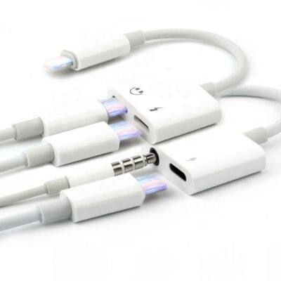 Factory outlet Lighting Splitter Adapter Audio Music Earphones Charger 2 In 1 For Apple iPhone