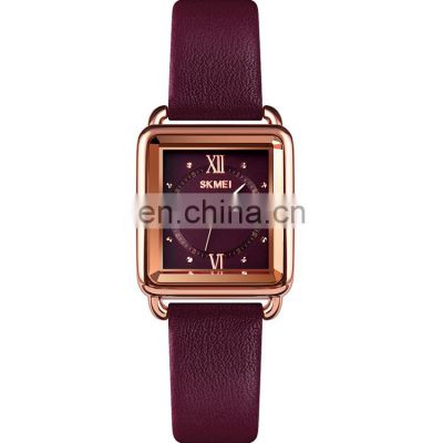 Hot Selling Skmei 1702 Genuine Leather Quartz Watch for Women Wristwatch Lady Customized Logo