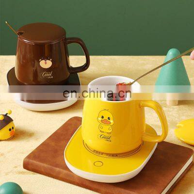 Xiaomi Gift 55 Degree Cartoon Pattern Ceramic Water Cup Hot Milk Artifact Automatic Heating Thermos Mug Cup With Heating Pad photo-5