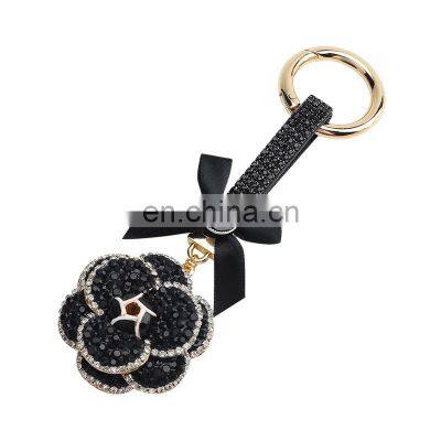 Diamond Camellia Car Key Ring Fashion Flower Car Keychain Lady Bag Hanging Chain Creativity Key Case For Car photo-5