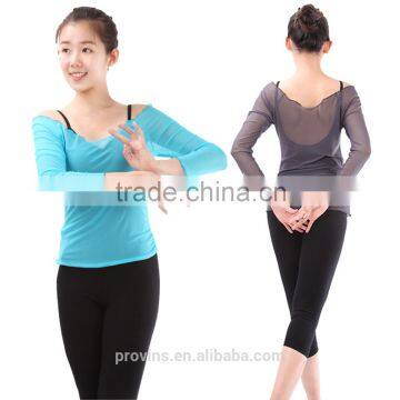 (WE01100) Mesh Dance Tops, Girls Dance Top, Long Sleeve Dance Tops