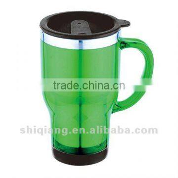 Double wall stainless steel travel mug with plastic outer 16oz