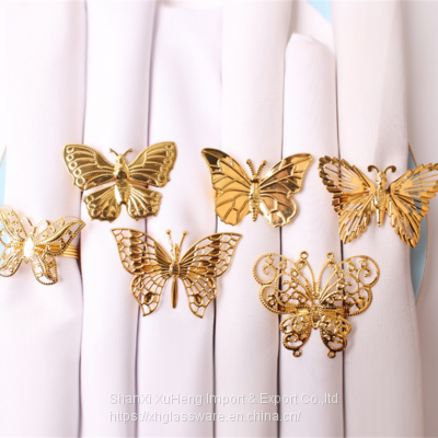 Plated Gold Butterfly Shaped Dinner Insect Series Napkin Ring For Children's Birthday