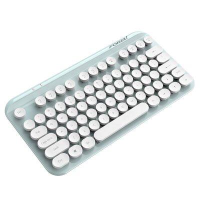 75 Keys Ergonomic Design Pudding Keycaps Portable Typewriter Retro Wireless Keyboard with 2.4ghz Receiver Desktop Keyboards