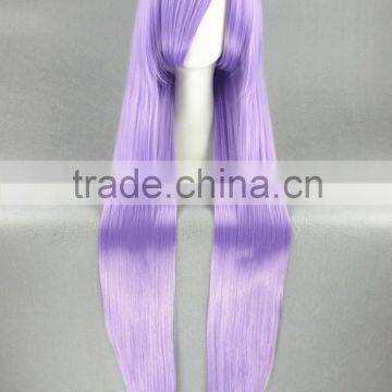 High Quality 100cm Long Straight Gin Tama-Sarutobi Ayame Light Purple Synthetic Anime Wig Cosplay Hair Wig Party Wig photo-3