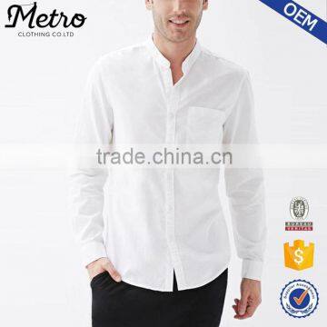 Perfect man long sleeve button down white shirts with band collar