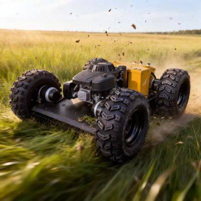 Cortador de grama em declive controlado remotamente com motor DC de escova movido a gasolina para agricultura