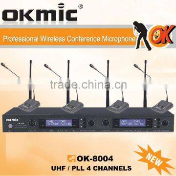 High Frequency 4 Channel UHF Conference Microphone