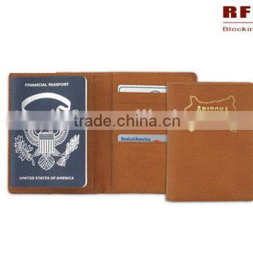 OEM Genuine leather RFID blocking passport holder/passport cover