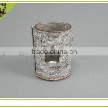 natural home decor birch bark glass candle holder