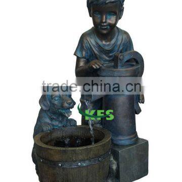 Bronze pouring water in vat sculpture