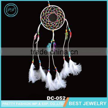 Beautiful Colorful Beads Leather Strap Enwind Spider Shape Chicken Feather Dream Catcher