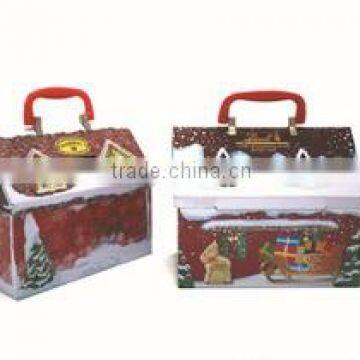 AN281 ANPHY Lovely Christmas Housing Shape Piggy Bank Flip Festival Gift Tin Box Holder Display 20*11.5*17cm