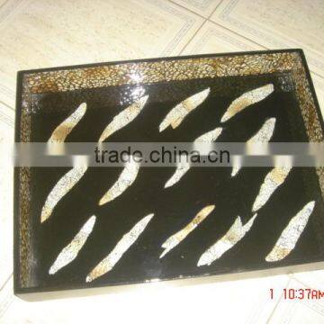 Lacquered tray with egg shell inlay