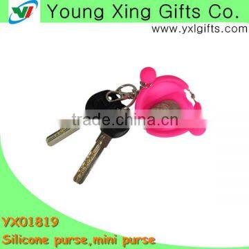 Silicone mini purse metal key chain