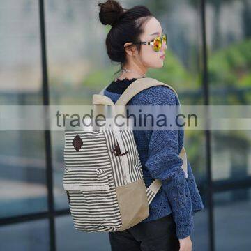 2016 New Koeran Fashion Canvas Streak Backpack Teenage Backpack photo-4