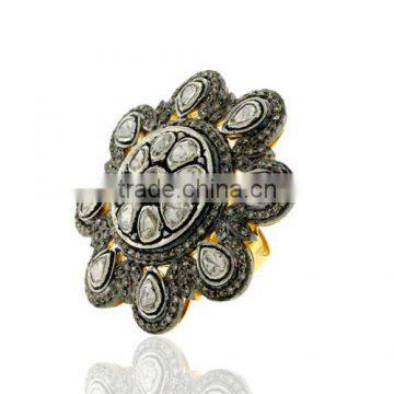 14K Victorian Ring Jewelry, Flower Design Gold Diamond Ring Jewelry, Silver Diamond Jewelry, Designer Vintage Ring Jewelry