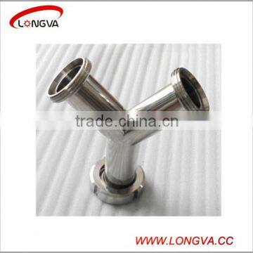 stainless steel sanitary pipe fitting Y type male femlae tee