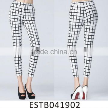 Ladies cotton check casual pants