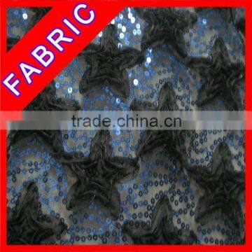 top design and top quality fabric textile sequin embroidery polyester mesh fabric