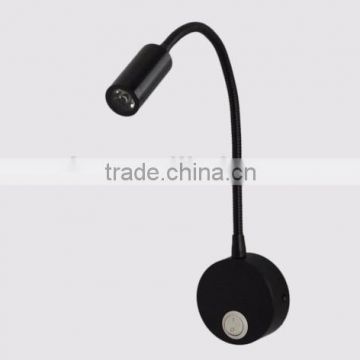 3W LED wall mount light for hotel bedside reading lamp with flexible gooseneck on/off switch                        
                                                Quality Choice