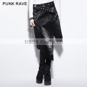 PQ-144 Punk Personality Asymmetric Sexy Shiny Leather Skirts