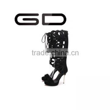 popular summer Roman style hollow zipper woman high heel sandals