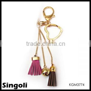 heart leather tassels key chain