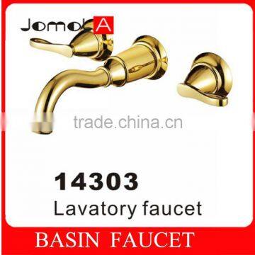 Dual handle 8 widespread In wall mounted Gold Basin faucet