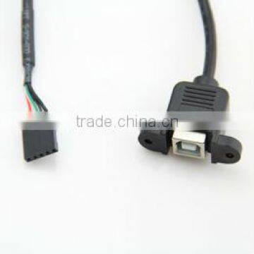 Bulkhead Mount Panel USB 2.0 B Female to Dupont 5P 2.54mm Housing Cable