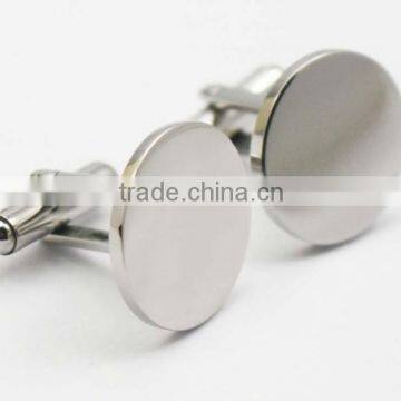 316L Stainless Steel Shiny Plain Silver Round Cufflinks for Men photo-2