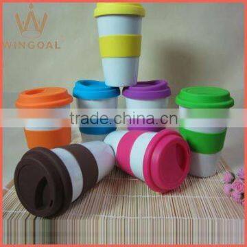 WG398 ceramic double wall travel mug with silicone lid,colorful ceramic mug                        
                                                Quality Choice