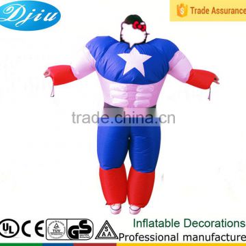 DJ-CO-111 Adult Chub Captain America Inflatable Blow Up Color Full Body Costume Jumpsuit