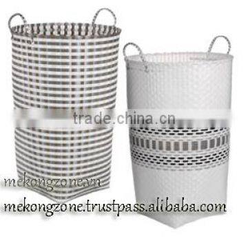 Plastic Woven Laundry Basket with Handles