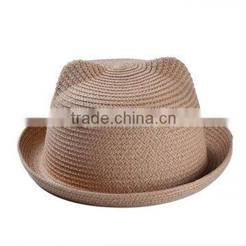 Japanese Style Handmade Straw Hat, Fresh Colorful Cute Cat Hat for Girl photo-5