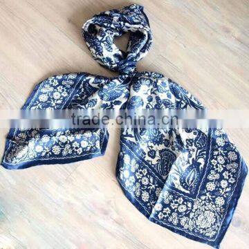 Silk charmuse square scarf digital printing