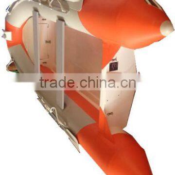 orange with white 3.8m fiberglass inflatable boat with CE certification