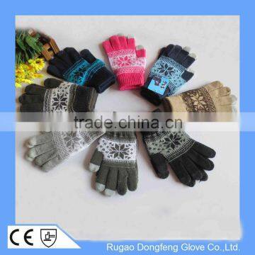 High Quality Jacquard Touch Screen Glove Soft Acrylic Magic Touch Gloves