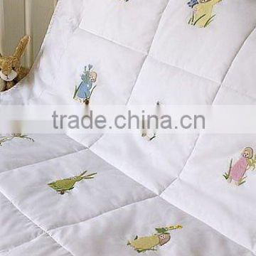 Hand Embroidered Flower Children Cot Bed Quilt